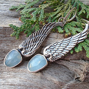 Ezüst Aquamarín fülbevaló - ékszer - fülbevaló - lógó fülbevaló - Meska.hu