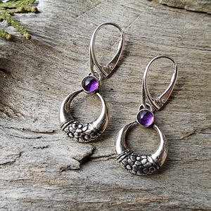 Ezüst fülbevaló Ag925 Ametyszt, Ékszer, Fülbevaló, Lógó fülbevaló, Ékszerkészítés, Ötvös, MESKA