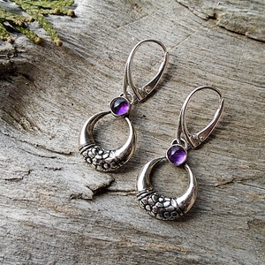 Ezüst fülbevaló Ag925 Ametyszt - ékszer - fülbevaló - lógó fülbevaló - Meska.hu
