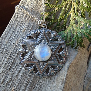 Ezüst medál Ag925/1000  Holdkő ( Moonstone), Ékszer, Nyaklánc, Medál, Ékszerkészítés, Ötvös, MESKA