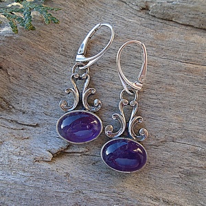 Ezüst fülbevaló Ag925 Ametyszt, Ékszer, Fülbevaló, Lógó fülbevaló, Ékszerkészítés, Ötvös, MESKA