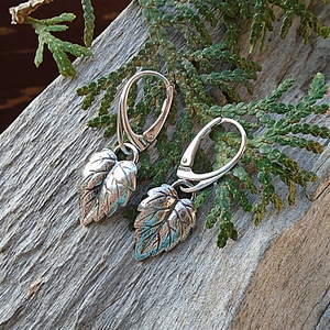 Ezüst  fülbevaló Ag925 Levél - ékszer - fülbevaló - lógó fülbevaló - Meska.hu