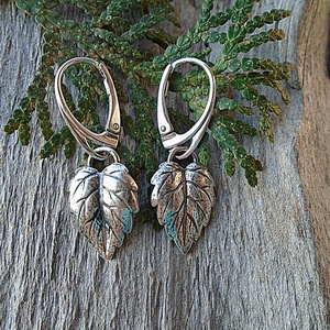 Ezüst  fülbevaló Ag925 Levél - ékszer - fülbevaló - lógó fülbevaló - Meska.hu
