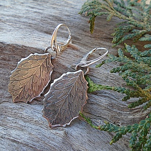 Ezüst  fülbevaló Ag925 Levél - ékszer - fülbevaló - lógó fülbevaló - Meska.hu