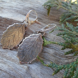 Ezüst  fülbevaló Ag925 Levél - ékszer - fülbevaló - lógó fülbevaló - Meska.hu