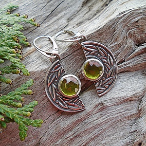 Ezüst fülbevaló Ag925 Vezuvianit - ékszer - fülbevaló - lógó fülbevaló - Meska.hu