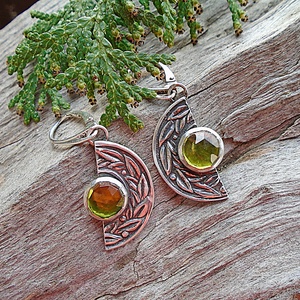 Ezüst fülbevaló Ag925 Vezuvianit - ékszer - fülbevaló - lógó fülbevaló - Meska.hu