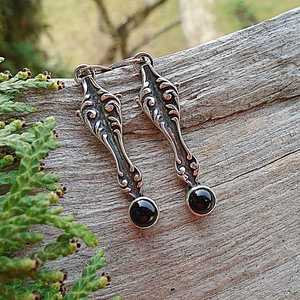 Ezüst fülbevaló Ag925 Viktorian - Onyx, Ékszer, Fülbevaló, Lógó fülbevaló, Ékszerkészítés, Ötvös, MESKA