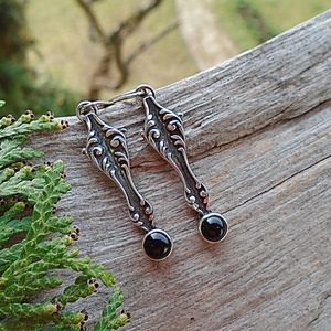 Ezüst fülbevaló Ag925 Viktorian - Onyx - ékszer - fülbevaló - lógó fülbevaló - Meska.hu