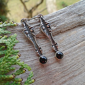 Ezüst fülbevaló Ag925 Viktorian - Onyx - ékszer - fülbevaló - lógó fülbevaló - Meska.hu
