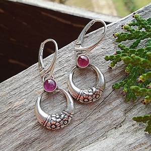 Ezüst fülbevaló Ag925 Rubelit - turmalín, Ékszer, Fülbevaló, Lógó fülbevaló, Ékszerkészítés, Ötvös, MESKA