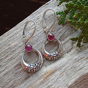 Ezüst fülbevaló Ag925 Rubelit - turmalín - ékszer - fülbevaló - lógó fülbevaló - Meska.hu