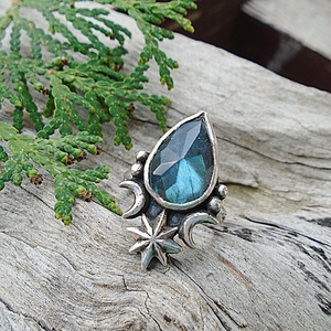 Ezüst Gyűrű Ag925/1000 Labradorit, Ékszer, Gyűrű, Statement gyűrű, Ékszerkészítés, Ötvös, MESKA