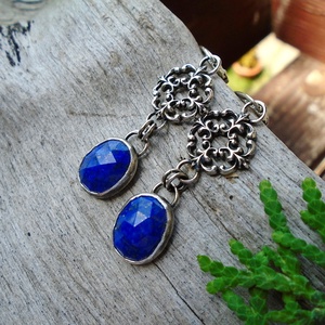 Ezüst  fülbevaló Ag925 Lapis Lazuli Rozet - Meska.hu