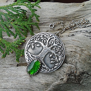 Ezüst  medál Ag925/1000  Chrómdiopsid - Tree of life - Meska.hu