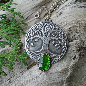 Ezüst  medál Ag925/1000  Chrómdiopsid - Tree of life - ékszer - nyaklánc - medál - Meska.hu