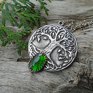 Ezüst  medál Ag925/1000  Chrómdiopsid - Tree of life - ékszer - nyaklánc - medál - Meska.hu
