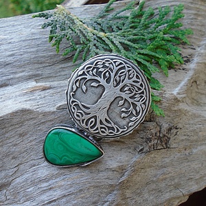 Ón bross - Életfa Malachit  - ékszer - kitűző és bross - Meska.hu