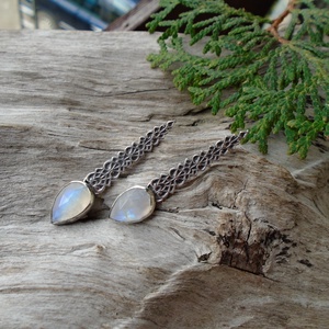 Ezüst Pötty  fülbevaló Ag925 Holdkő (Rainbow Moonstone) - Meska.hu