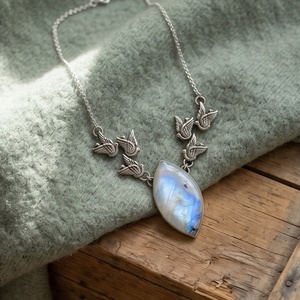 Ezüst nyaklánc Ag925/1000  Holdkő (Rainbow Moonstone) - ékszer - nyaklánc - medálos nyaklánc - Meska.hu