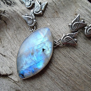 Ezüst nyaklánc Ag925/1000  Holdkő (Rainbow Moonstone) - ékszer - nyaklánc - medálos nyaklánc - Meska.hu
