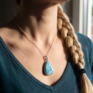 Ezüst  medál Ag925/1000 Larimar - ékszer - nyaklánc - medál - Meska.hu