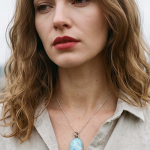 Ezüst  medál Ag925/1000 Larimar - ékszer - nyaklánc - medál - Meska.hu