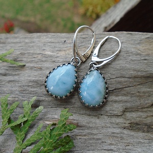 Ezüst fülbevaló Ag925  Larimar - ékszer - fülbevaló - lógó fülbevaló - Meska.hu