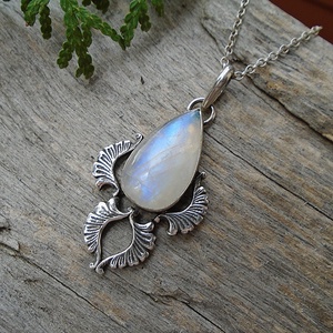 Ezüst medál Ag925/1000  Holdkő (Rainbow Moonstone) - ékszer - nyaklánc - medál - Meska.hu