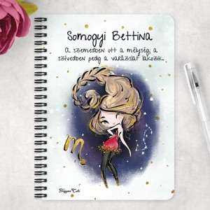 Személyre szabható - Szőke hajú Csini Skorpió lány mintás A5-ös füzet - otthon & életmód - papír, írószer - jegyzetfüzet & napló - Meska.hu