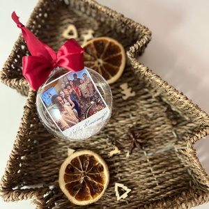 Karácsonyi üveggömb fotóval - az egész család számára  (Egyedi felirattal és saját fotóval) , Karácsony, Karácsonyi lakásdekoráció, Karácsonyfadíszek, Fotó, grafika, rajz, illusztráció, MESKA