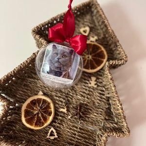 Karácsonyi üveggömb fotóval - örök emlék házikedvencedről (Egyedi felirattal és saját fotóval) , Karácsony, Karácsonyi lakásdekoráció, Karácsonyfadíszek, Fotó, grafika, rajz, illusztráció, MESKA