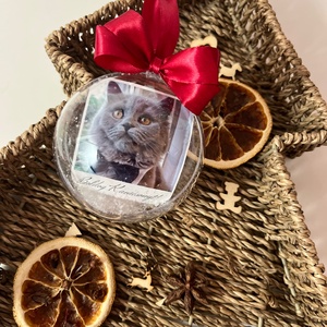 Karácsonyi üveggömb fotóval - örök emlék házikedvencedről (Egyedi felirattal és saját fotóval)  - karácsony - karácsonyi lakásdekoráció - karácsonyfadíszek - Meska.hu