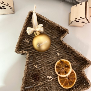 Karácsonyi üveggömb családi szett (karácsonyfadísz) - Arany színű egyedi felirattal - karácsony - karácsonyi lakásdekoráció - karácsonyfadíszek - Meska.hu