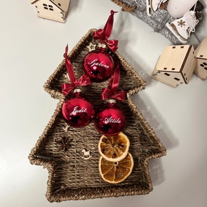 Karácsonyi üveggömb (karácsonyfadísz) - Burgundi - fényes egyedi felirattal - karácsony - karácsonyi lakásdekoráció - karácsonyfadíszek - Meska.hu