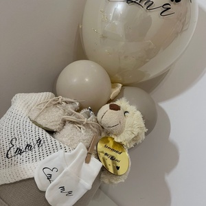 Babó Ballon (babaköszöntő ballon-box) + kiegészítőkkel rendelhető - baba - mama - babalátogató ajándékcsomag - Meska.hu