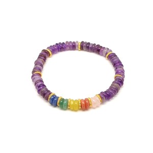 Ametiszt ásvány karkötő 5 korong köves díszítéssel 62 mm, Ékszer, Karkötő, Ásványkarkötő, , MESKA