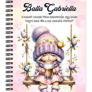 Személyre szabható - Kávézós Húsvéti manólány mintás A6-os füzet, Otthon & Életmód, Papír, írószer, Jegyzetfüzet & Napló, , MESKA