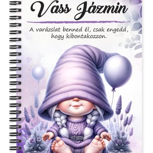 Személyre szabható - Lufis levendulás manólány mintás A6-os füzet, Otthon & Életmód, Papír, írószer, Jegyzetfüzet & Napló, , MESKA