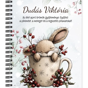 Személyre szabható - Cuki téli nyuszi bögrében mintás A6-os füzet, Otthon & Életmód, Konyhafelszerelés, tálalás, Tálalás, Bögre & Csésze, , MESKA