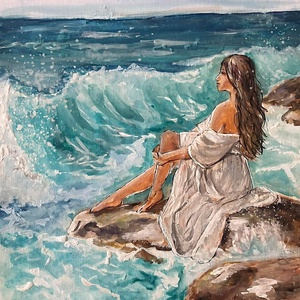 Egyedül a végtelennel - akvarell - művészet - festmény - akvarell - Meska.hu