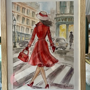 Városi pillanat akvarell festmény, Művészet, Festmény, Akvarell, Festészet, MESKA