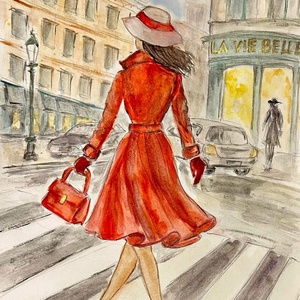 Városi pillanat akvarell festmény - művészet - festmény - akvarell - Meska.hu