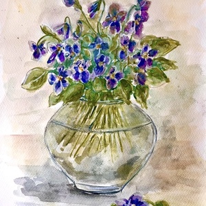 Kék derű - akvarell festmény, Művészet, Festmény, Akvarell, Festészet, MESKA