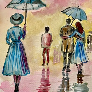 Séta a fény felé-Akvarell festmény - művészet - festmény - akvarell - Meska.hu