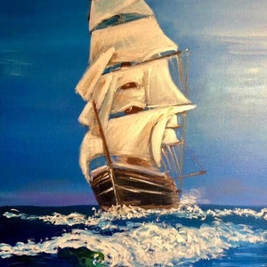 Szabadság a hullámokon, Művészet, Festmény, Akril, , MESKA