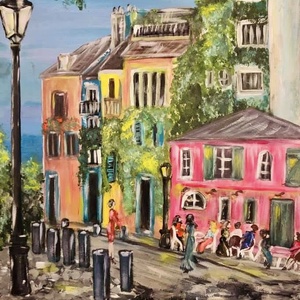 Egy este Párizsban- akril festmény, Művészet, Festmény, Akril, , MESKA