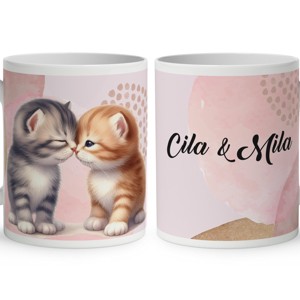 Kérd a Neveddel - Puszilkodós cuki cicák mintás bögre, Otthon & Életmód, Konyhafelszerelés, tálalás, Tálalás, Bögre & Csésze, , MESKA