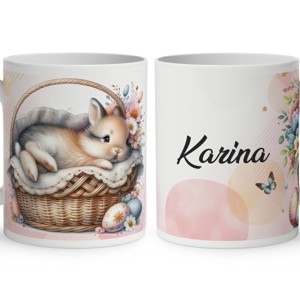 Névvel kérhető - Kis lazulós húsvéti nyuszi mintás bögre, Otthon & Életmód, Konyhafelszerelés, tálalás, Tálalás, Bögre & Csésze, , MESKA