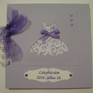 Album (napló) lánybúcsúra - jókívánságok gyűjtésére, emlékmegőrzésre  - lila - csipkeruhás -  - Meska.hu